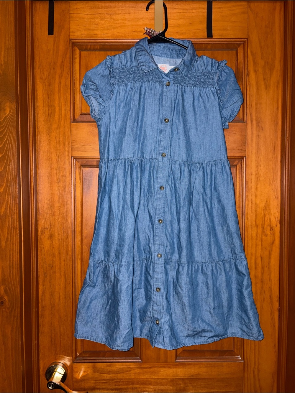 wonder nation Blue Denim Button-Front Tiered Dress